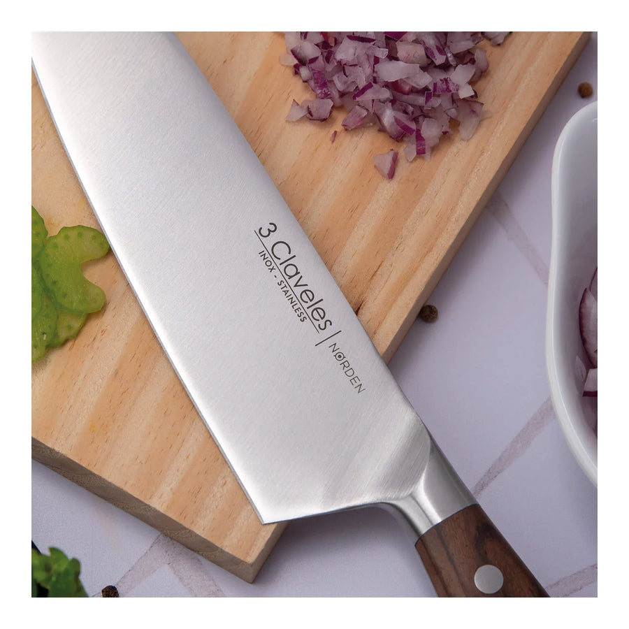 Cuchillo Chef 3 Claveles Norden 20 cm Mango Madera + Grabado Personalizado