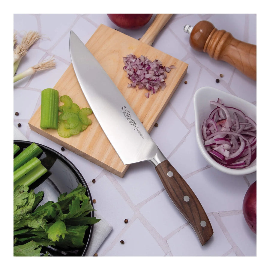 Cuchillo Chef 3 Claveles Norden 20 cm Mango Madera + Grabado Personalizado
