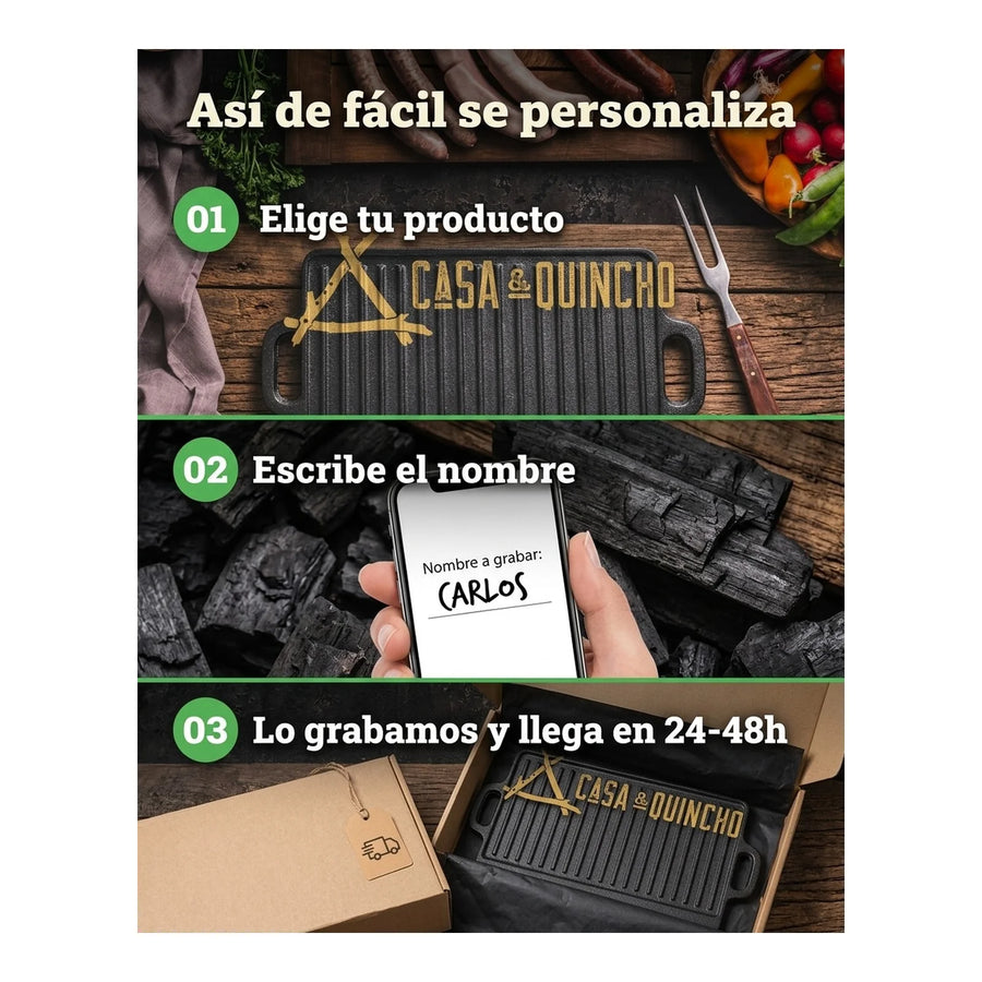 Cuchillo Chef 3 Claveles Norden 20 cm Mango Madera + Grabado Personalizado