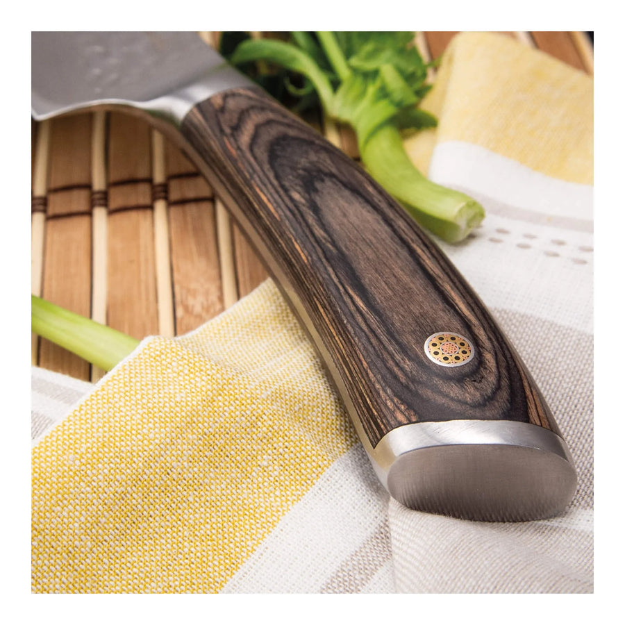 Cuchillo Chef 3 Claveles Sakura 20 cm Forjado Mango Marron + Grabado Personalizado