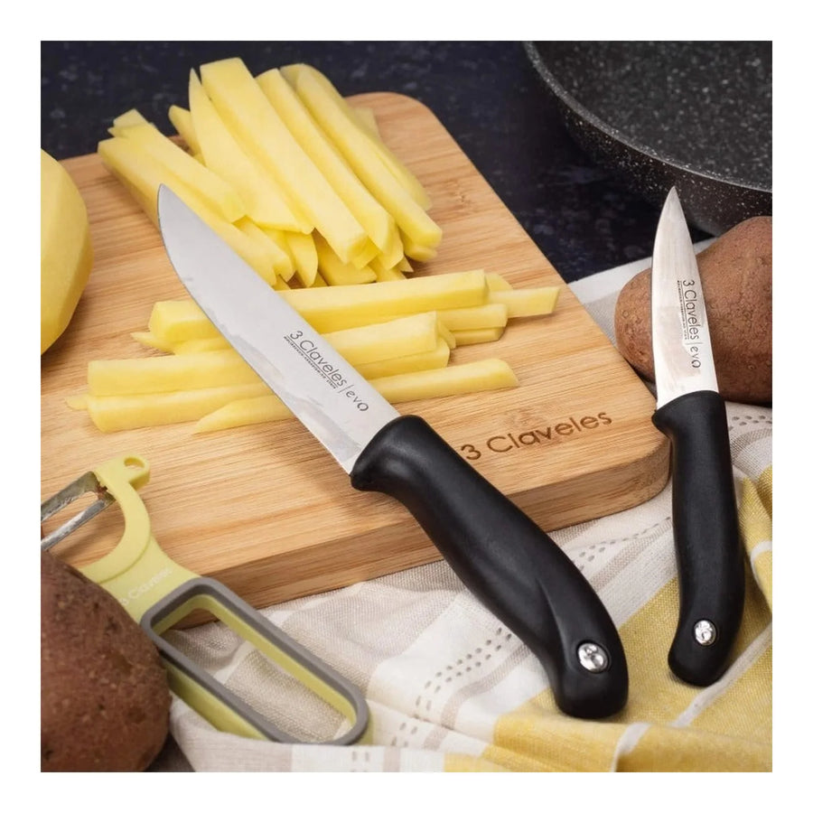 Cuchillo de Cocina 3 Claveles Evolucion 13,5 cm Negro + Grabado Personalizado