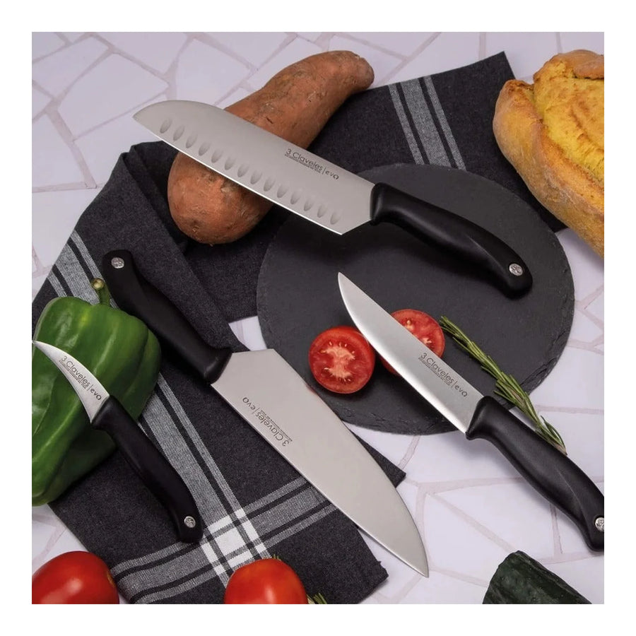 Cuchillo de Cocina 3 Claveles Evolucion 13,5 cm Negro + Grabado Personalizado