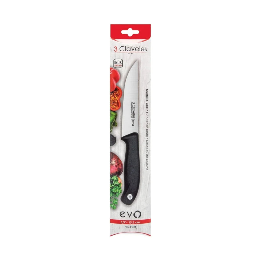Cuchillo de Cocina 3 Claveles Evolucion 13,5 cm Negro + Grabado Personalizado