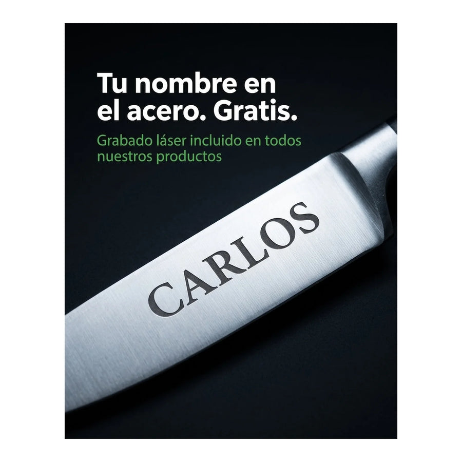 Cuchillo de Cocina 3 Claveles Evolucion 13,5 cm Negro + Grabado Personalizado