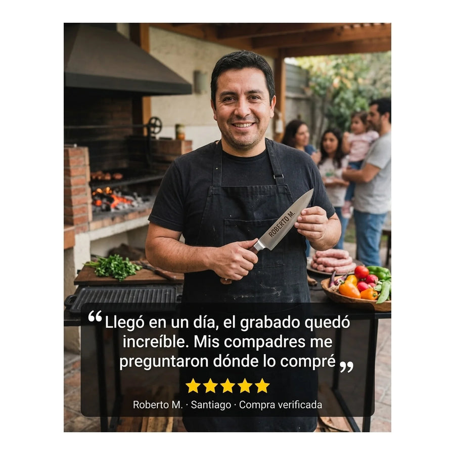 Cuchillo de Cocina 3 Claveles Evolucion 13,5 cm Negro + Grabado Personalizado