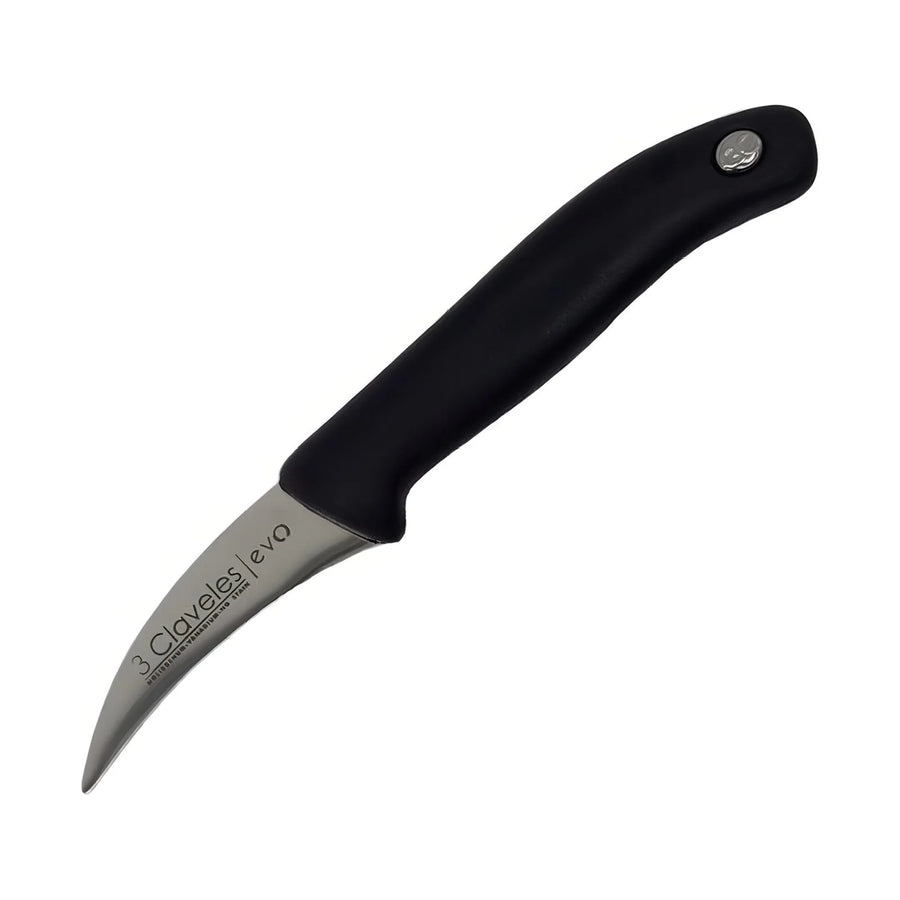 Cuchillo Mondador 3 Claveles Evolucion 6 cm Hoja Curva + Grabado Personalizado