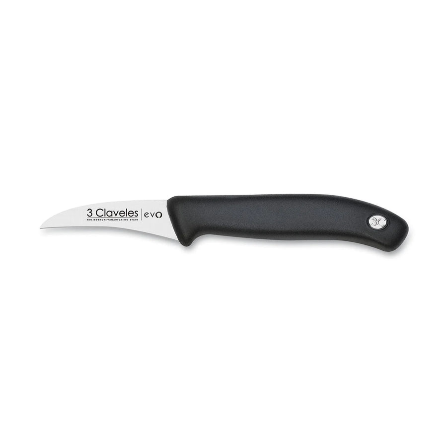 Cuchillo Mondador 3 Claveles Evolucion 6 cm Hoja Curva + Grabado Personalizado