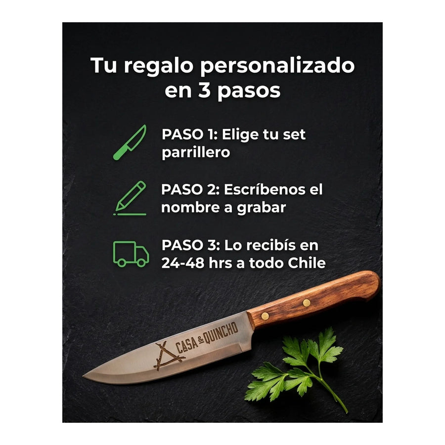 Cuchillo Mondador 3 Claveles Evolucion 6 cm Hoja Curva + Grabado Personalizado