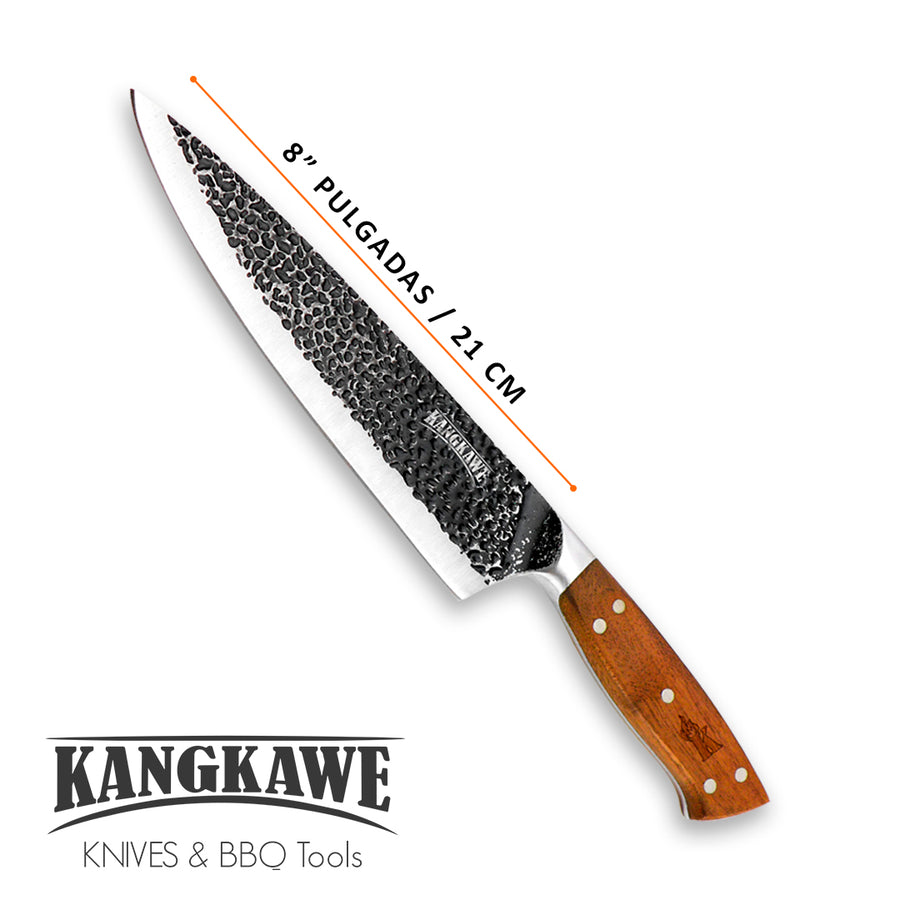 Medidas y dimensiones del cuchillo parrillero Curacaví martillado Kangkawe
