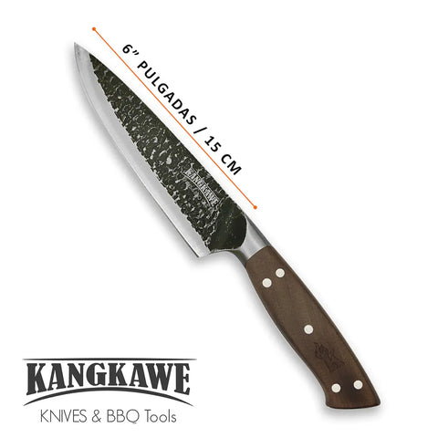 Medidas y dimensiones del cuchillo parrillero Rupanco martillado Kangkawe