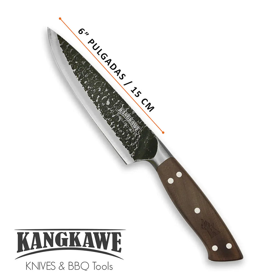 Medidas y dimensiones del cuchillo parrillero Rupanco martillado Kangkawe