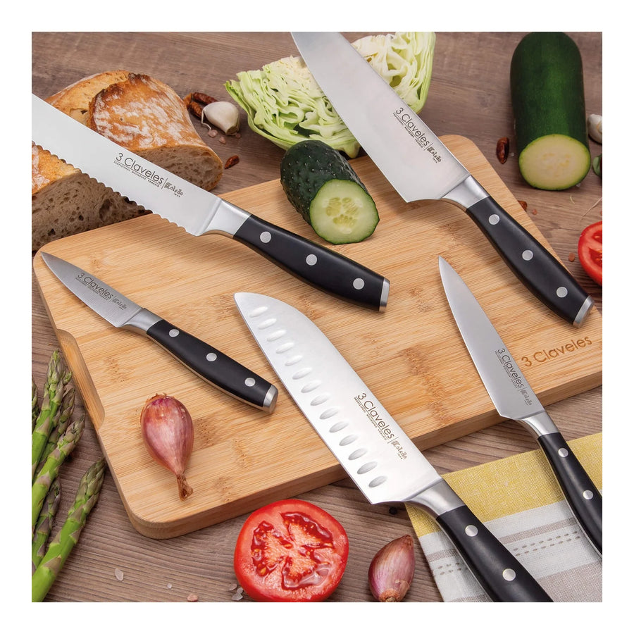 Cuchillo Santoku 3 Claveles Toledo 18 cm Forjado + Grabado Personalizado