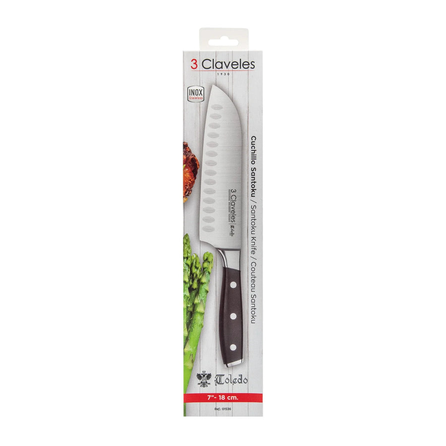 Cuchillo Santoku 3 Claveles Toledo 18 cm Forjado + Grabado Personalizado