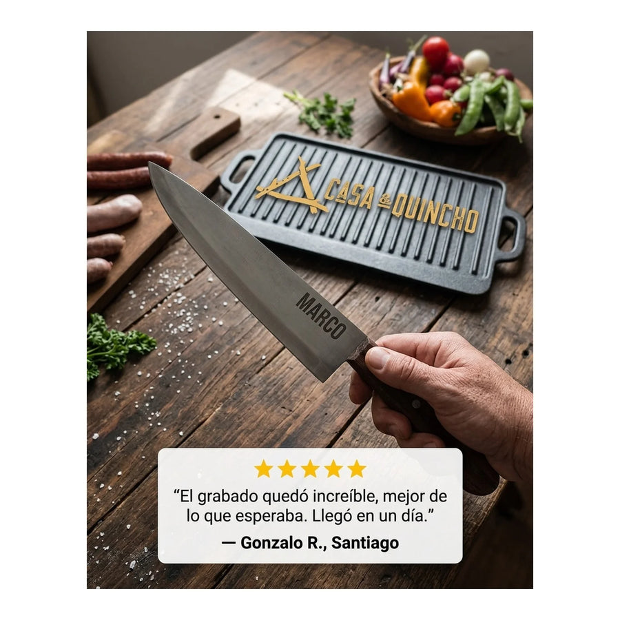 Cuchillo Santoku 3 Claveles Toledo 18 cm Forjado + Grabado Personalizado