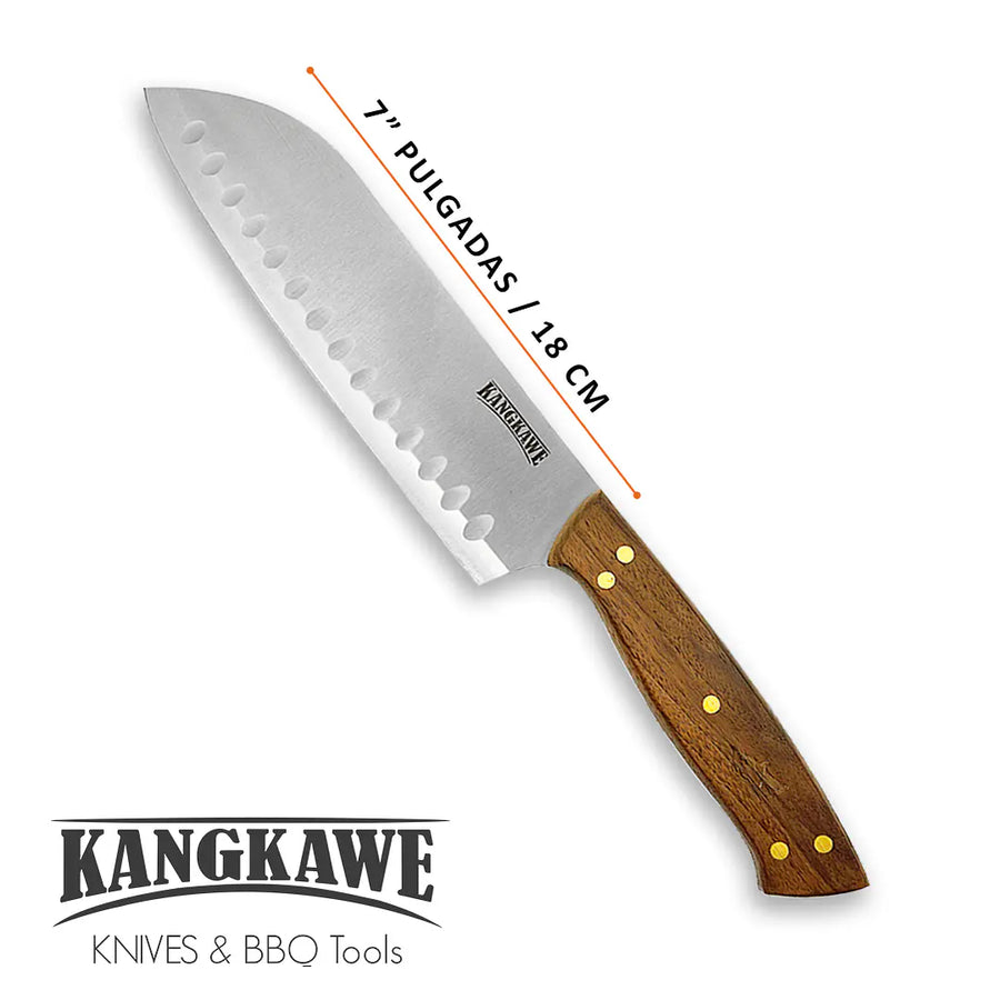 Medidas y dimensiones del cuchillo santoku Coñaripe Kangkawe