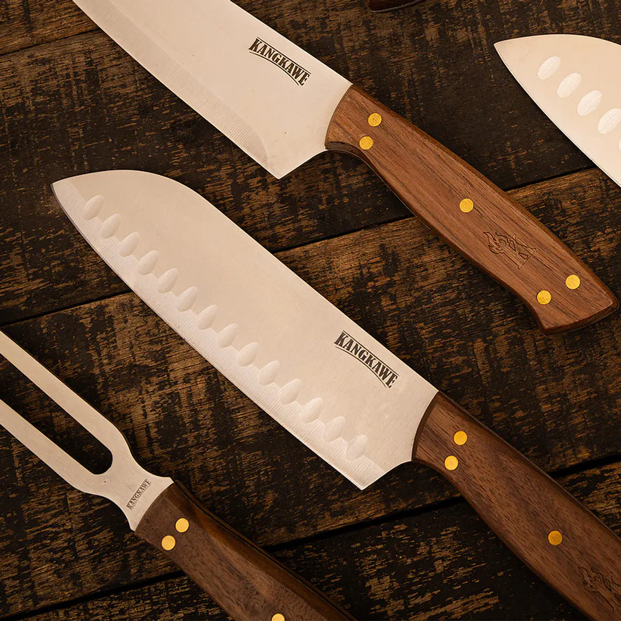 Cuchillo santoku Coñaripe Kangkawe en vista lateral
