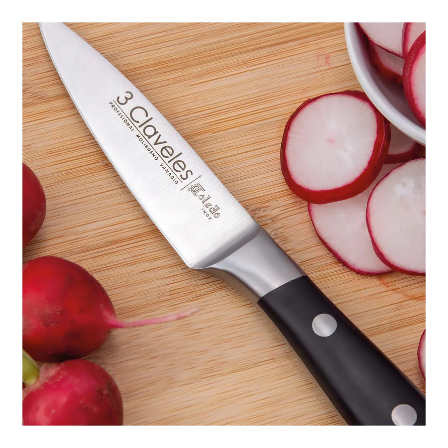 Cuchillo Verdurero 3 Claveles Forjado 9 cm Negro + Grabado Personalizado