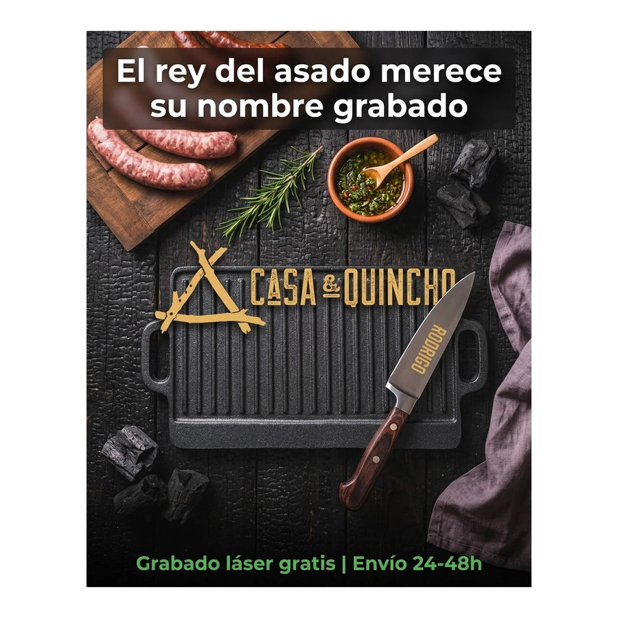 Cuchillo Verdurero 3 Claveles Forjado 9 cm Negro + Grabado Personalizado