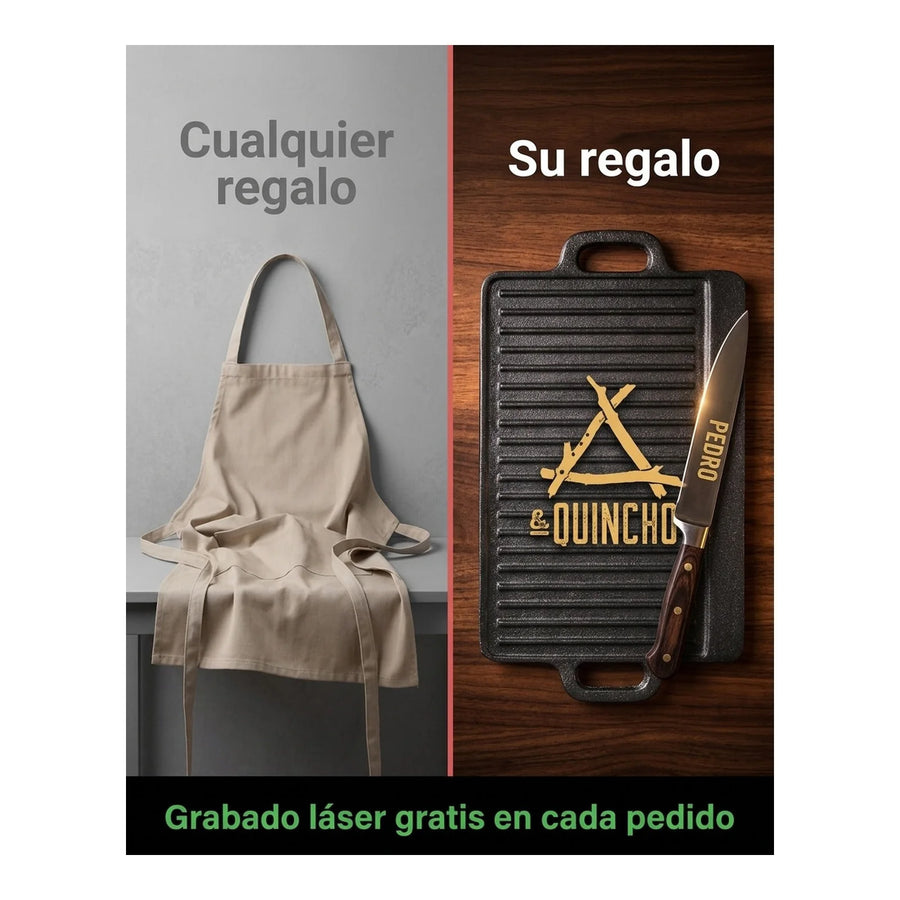 Cuchillo Verdurero 3 Claveles Forjado 9 cm Negro + Grabado Personalizado