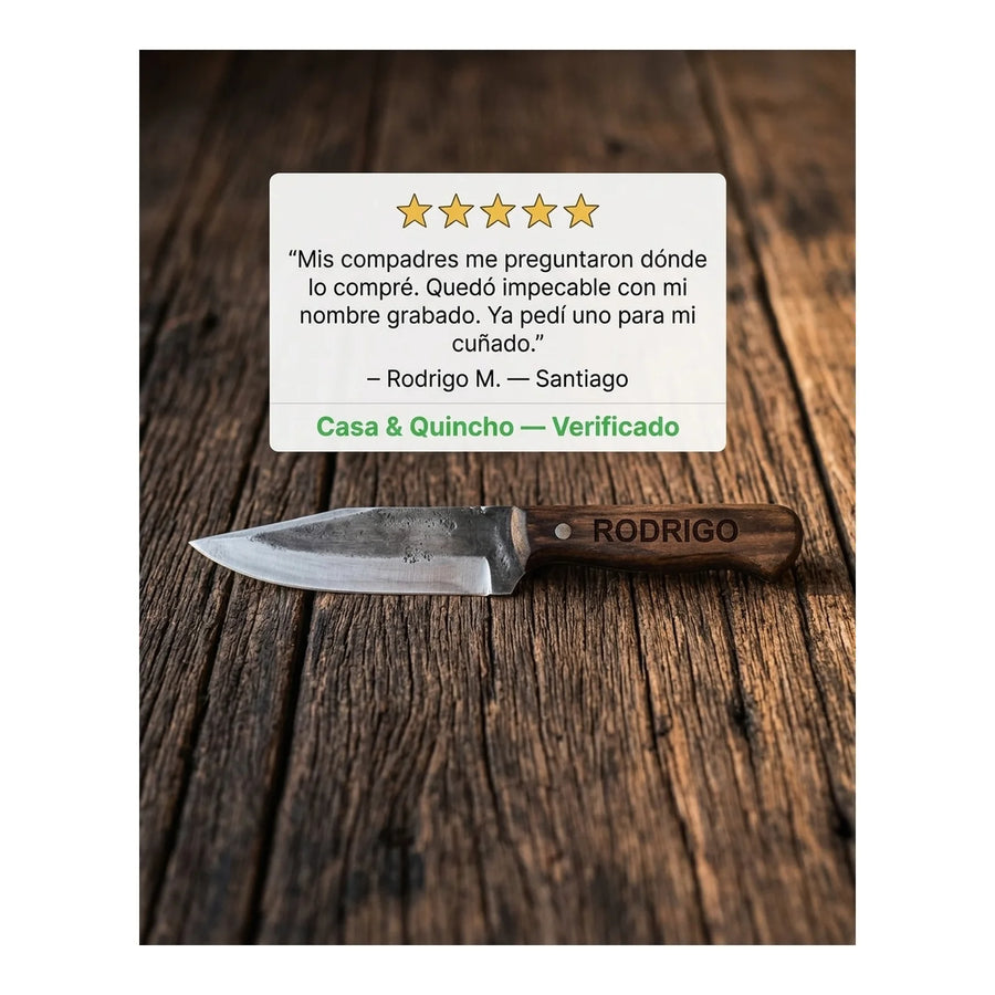 Cuchillo Verdurero 3 Claveles Forjado 9 cm Negro + Grabado Personalizado