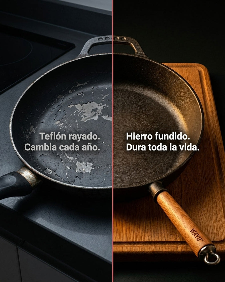 Sartén Hierro Fundido 28cm Wayu Parrilla Asado Bbq Cocina
