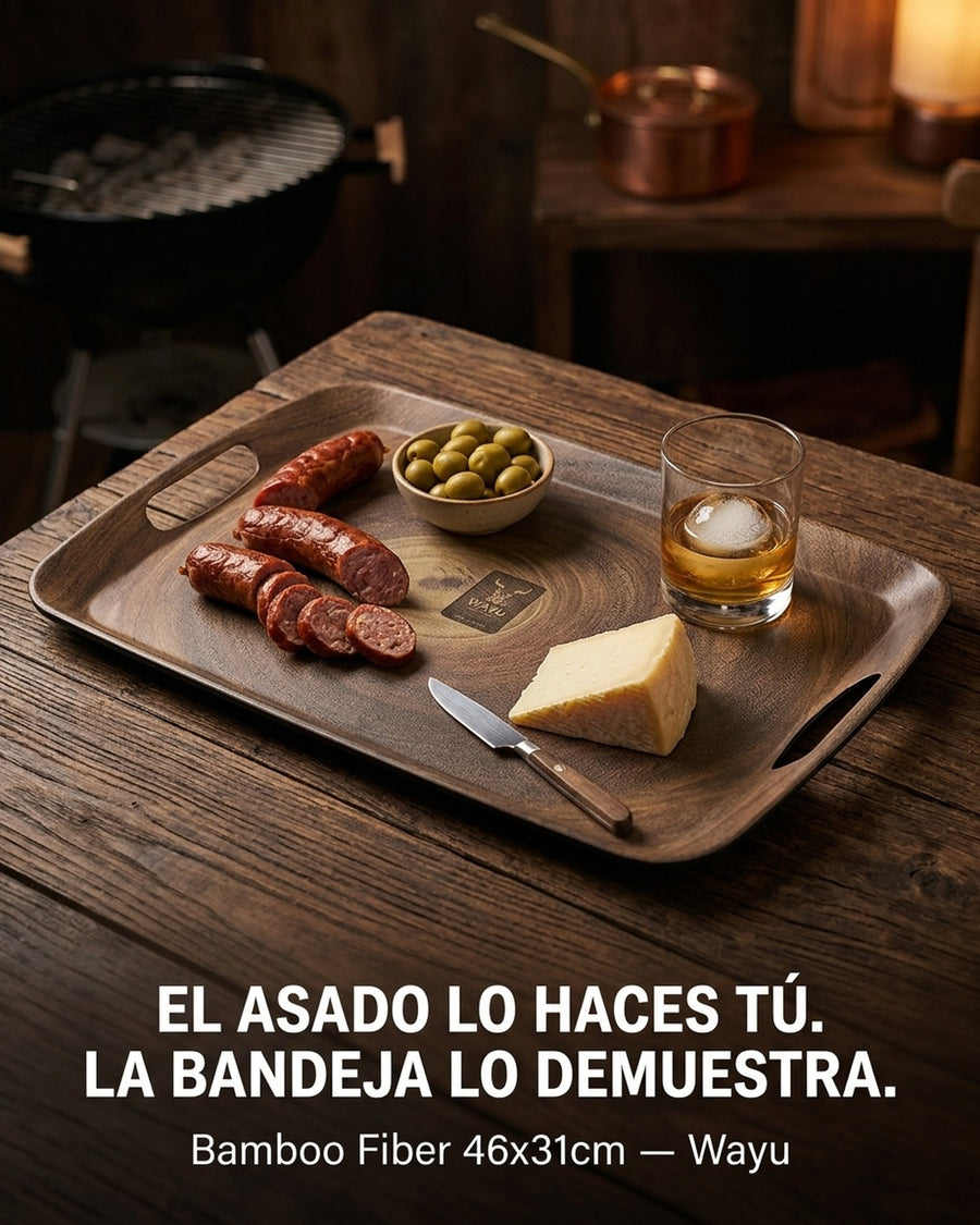 Bandeja Bamboo Wayu 46x31cm Asado Parrilla Cocina Quincho