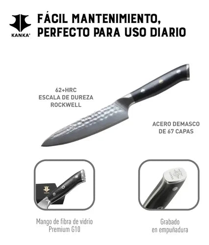 Cuchillo Acero Damasco Multiuso + Grabado Láser