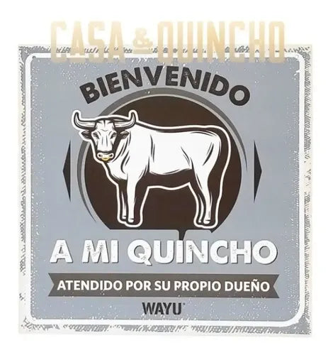 Cuadro Bar Metálico Wayu 25x25 Mi Quincho Parrilla Bbq