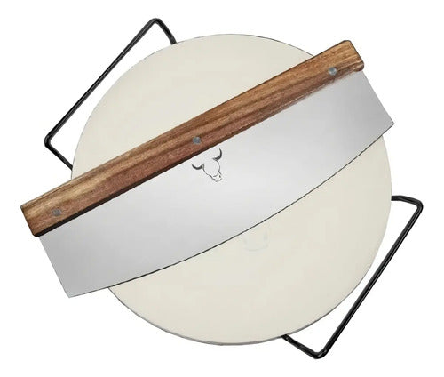Set Piedra Pizza + Cortador De Pizza Wayu Horno Cocina Bbq