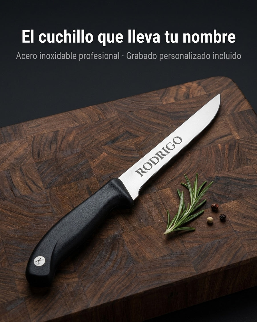 Cuchillo De Cocina 15cm Deshuesar 3 Claveles Evo Acero Color Gris + Grabado Personalizado