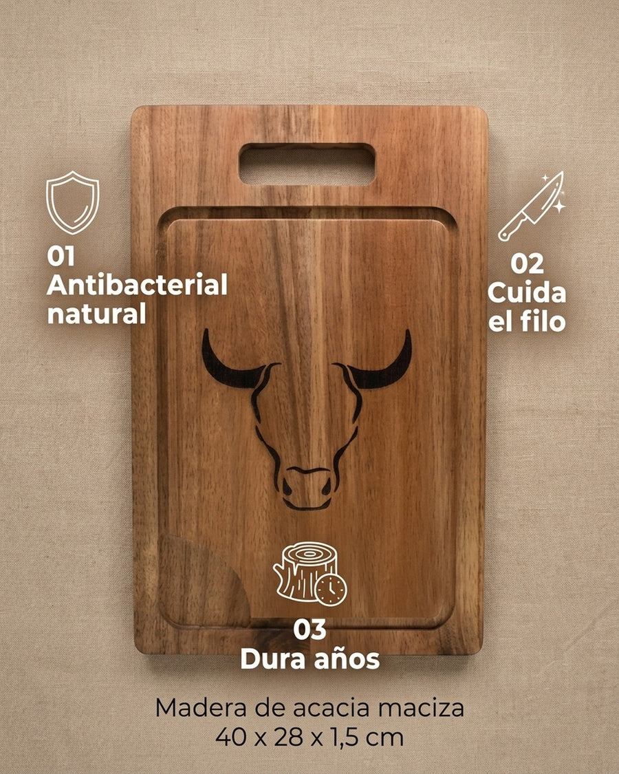 Tabla Wayu Madera Acacia 40cm + Grabado Personalizado