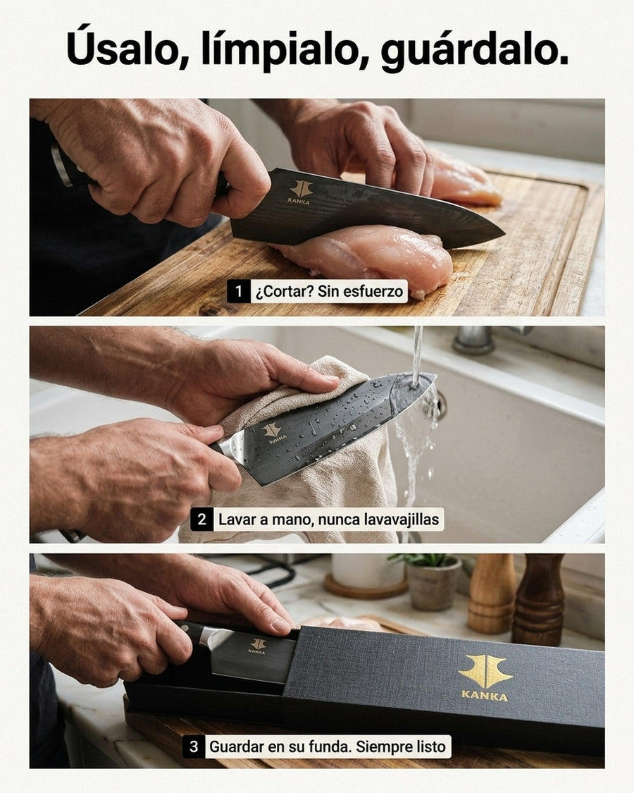 Cuchillo Acero Damasco Martillado XL 10 Pulgadas + Grabado Láser
