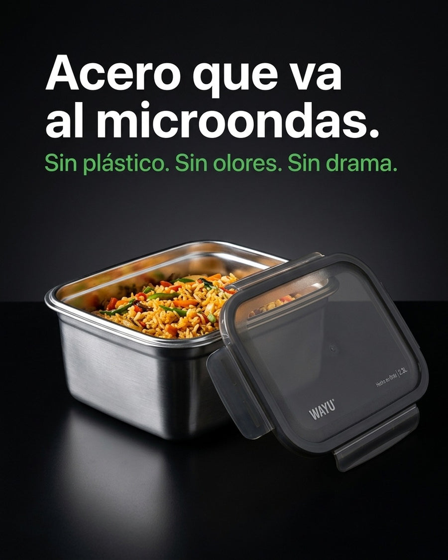 Contenedor Hermético Wayu Acero Microsafe 2.3 Lt Premium