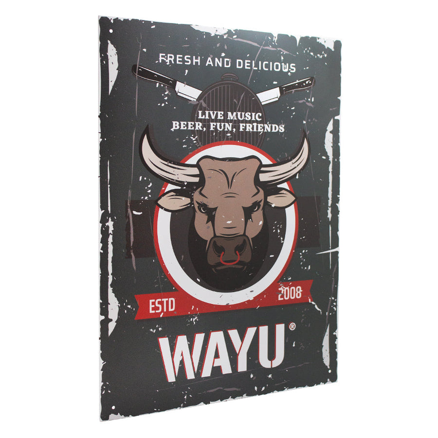 Cuadro Bar Metálico Wayu 40x30 Toro Quincho Parrilla Bbq