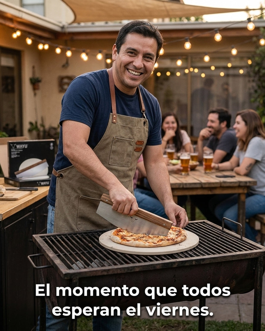 Set Piedra Pizza + Cortador De Pizza Wayu Horno Cocina Bbq