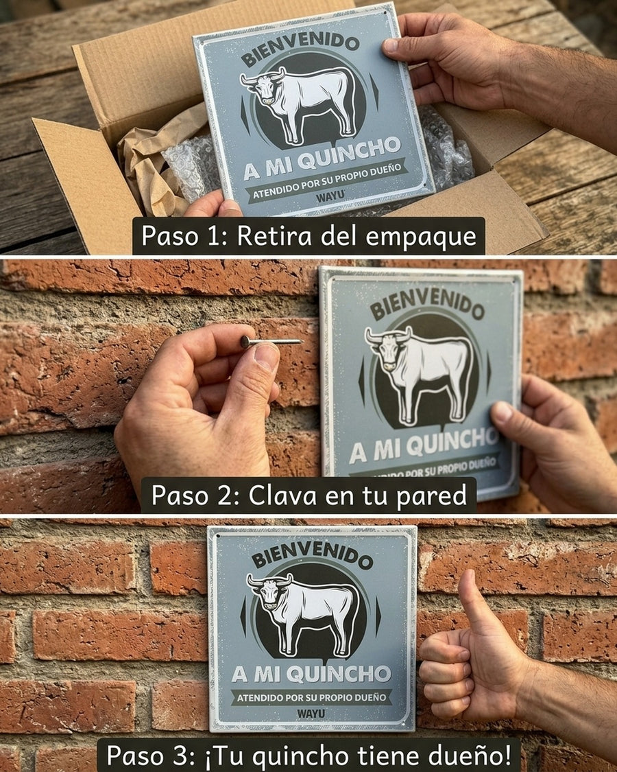 Cuadro Bar Metálico Wayu 25x25 Mi Quincho Parrilla Bbq
