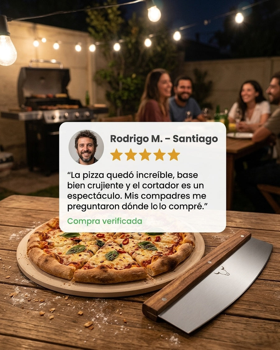 Set Piedra Pizza + Cortador De Pizza Wayu Horno Cocina Bbq