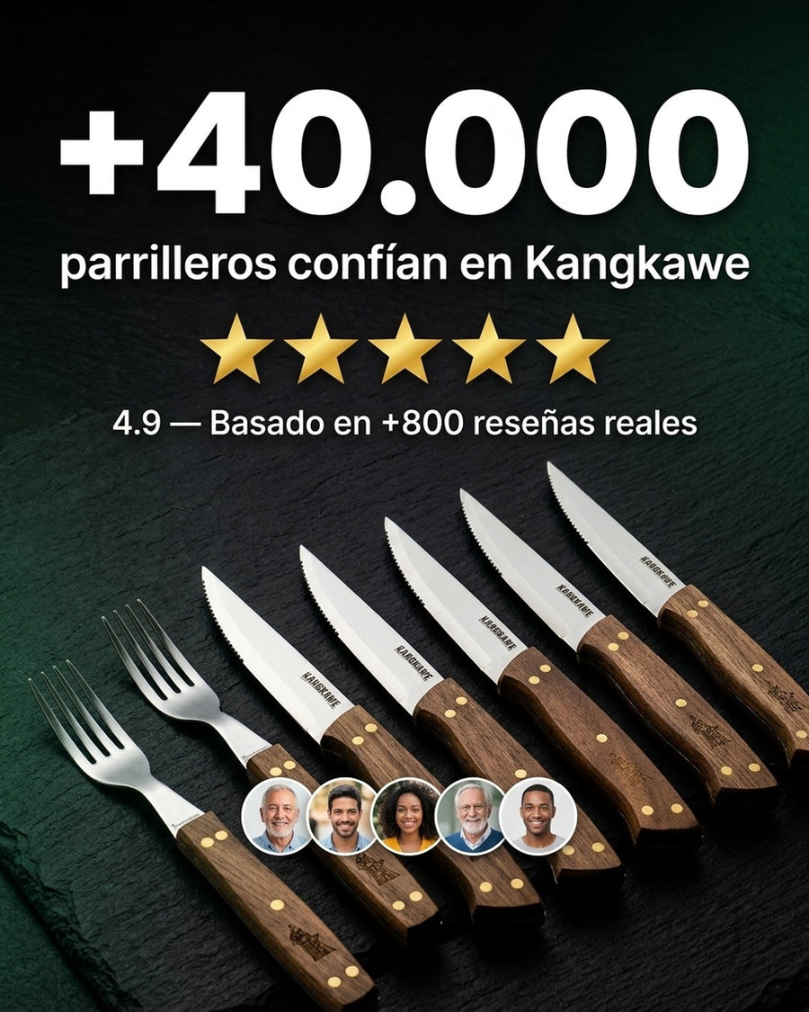 Set 8 Piezas Cuchillos + Tenedor Kangkawe Premium Cocina + Grabado Personalizado