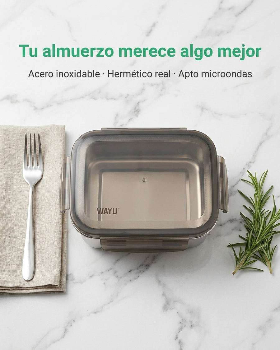 Contenedor Hermético Wayu Acero Microsafe 650ml Premium