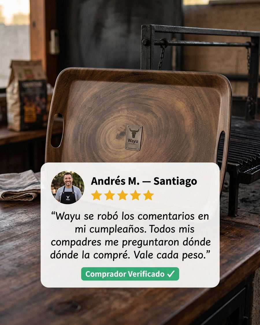 Bandeja Bamboo Wayu 46x31cm Asado Parrilla Cocina Quincho