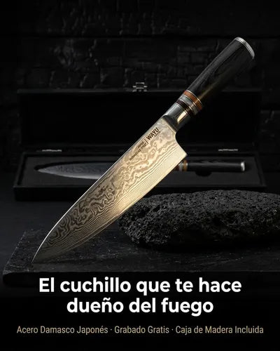 Cuchillo Acero Damasco Black Wayu + Grabado Láser Gratis Chile