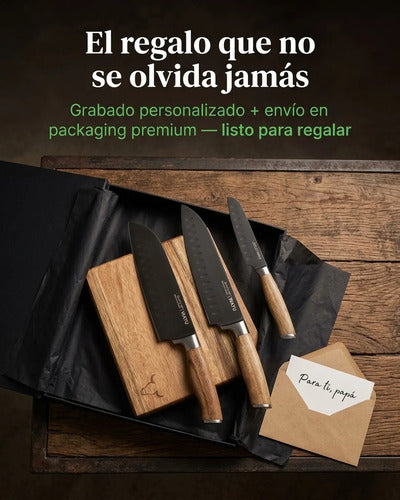 Block Magnético 3 Cuchillos Wayu Premium Limited Cocina Bbq + Grabado Personalizado