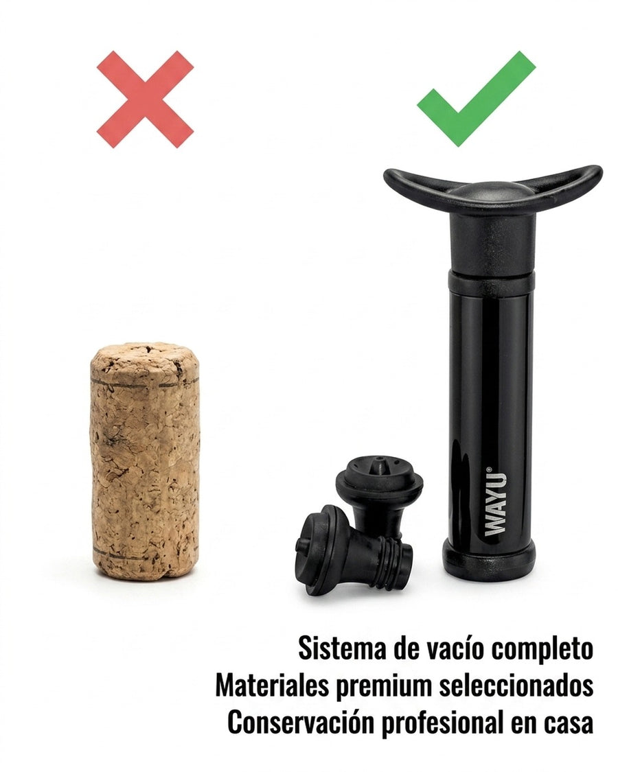 Set Sellador Bomba Vacio Vino Extractor Aire Wayu Premium