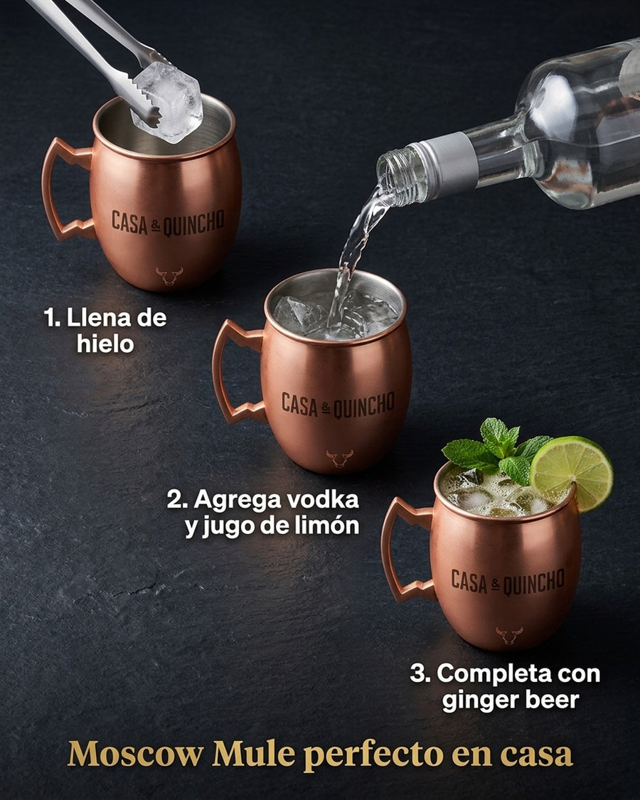 Set De 2 Mugs De Cobre Wayu Shine Tragos Moscow Mule Mojito + Grabado Personalizado