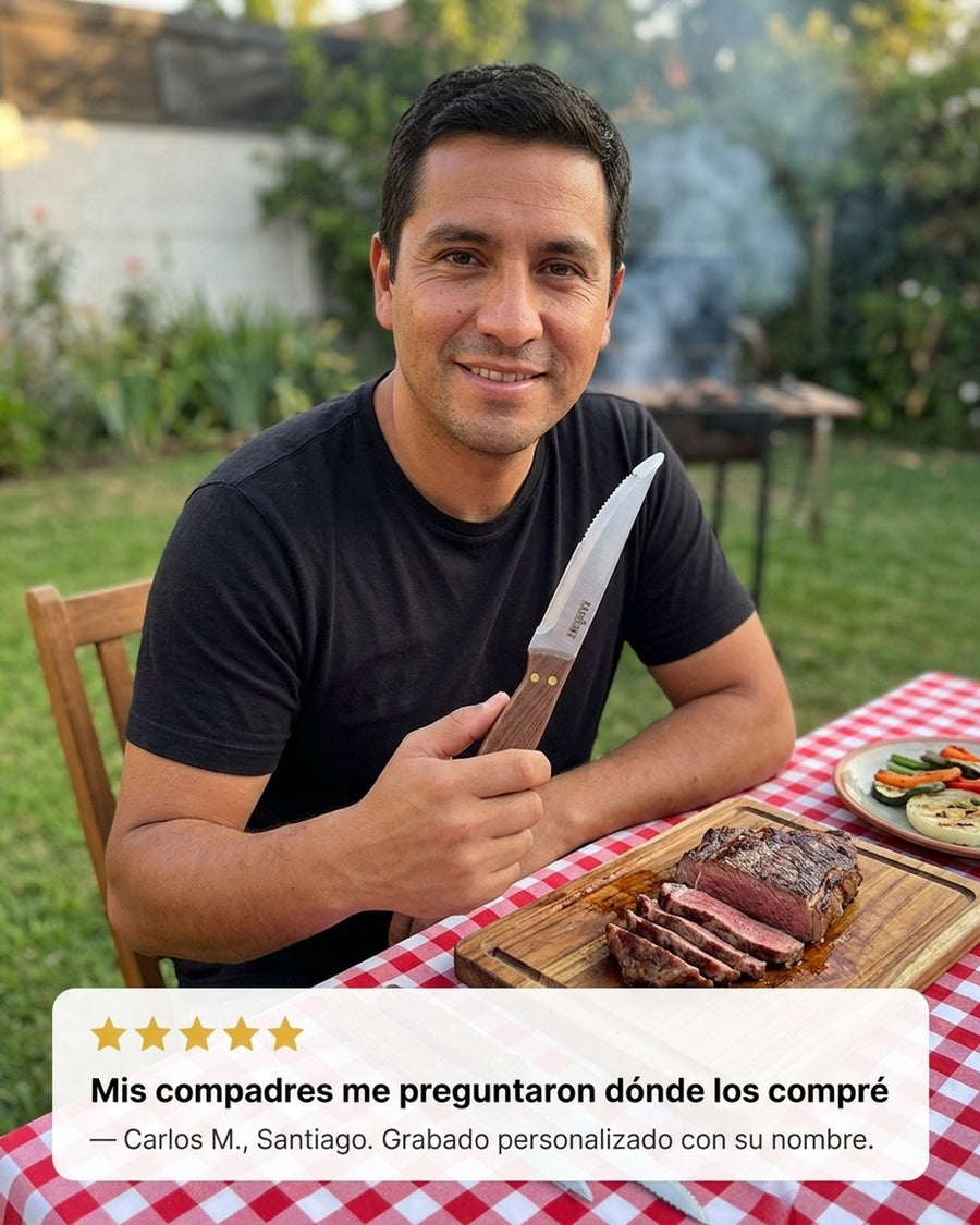 Set 4 Cuchillos Kangkawe Premium Parrilla Cocina Asado Bbq + Grabado Personalizado