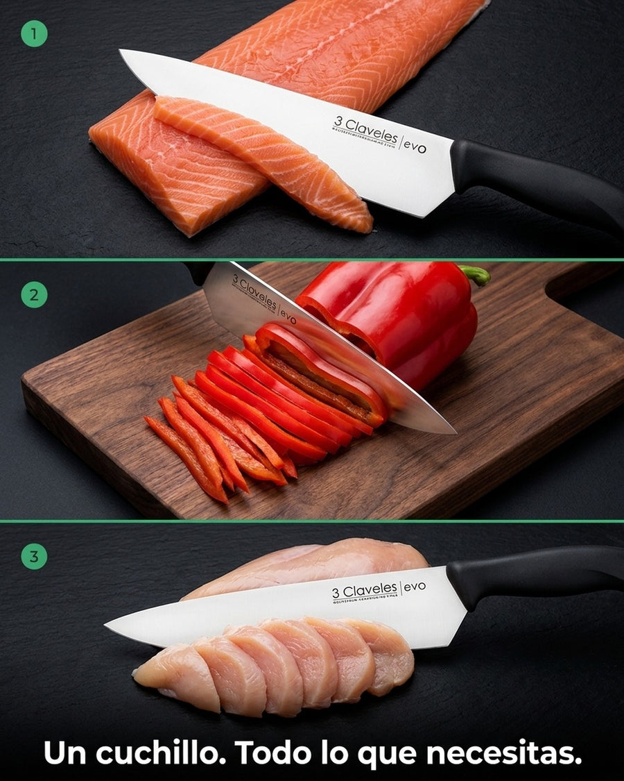 Cuchillo Tres Claveles Cocinero Evo 20 Cms 1357 Color Negro + Grabado Personalizado