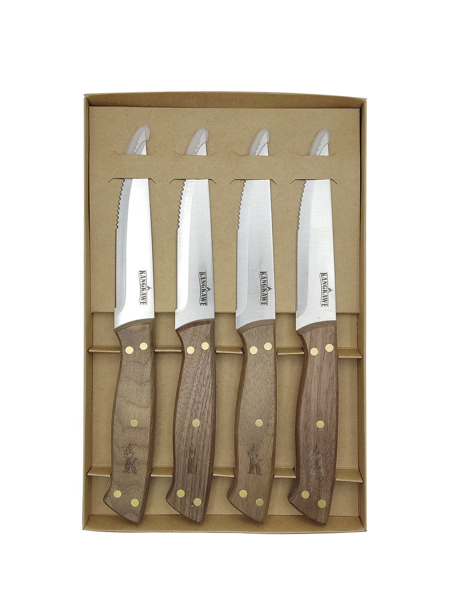 Set 4 Cuchillos Kangkawe Premium Parrilla Cocina Asado Bbq + Grabado Personalizado