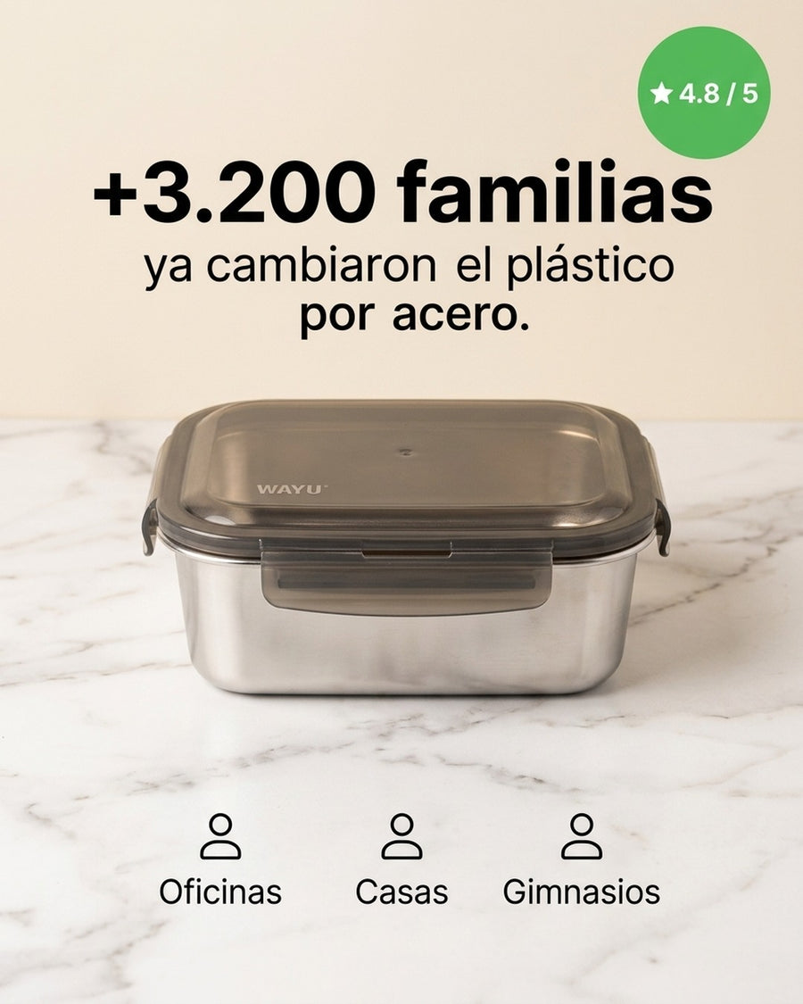 Contenedor Hermético Wayu Acero Microsafe 2.3 Lt Premium