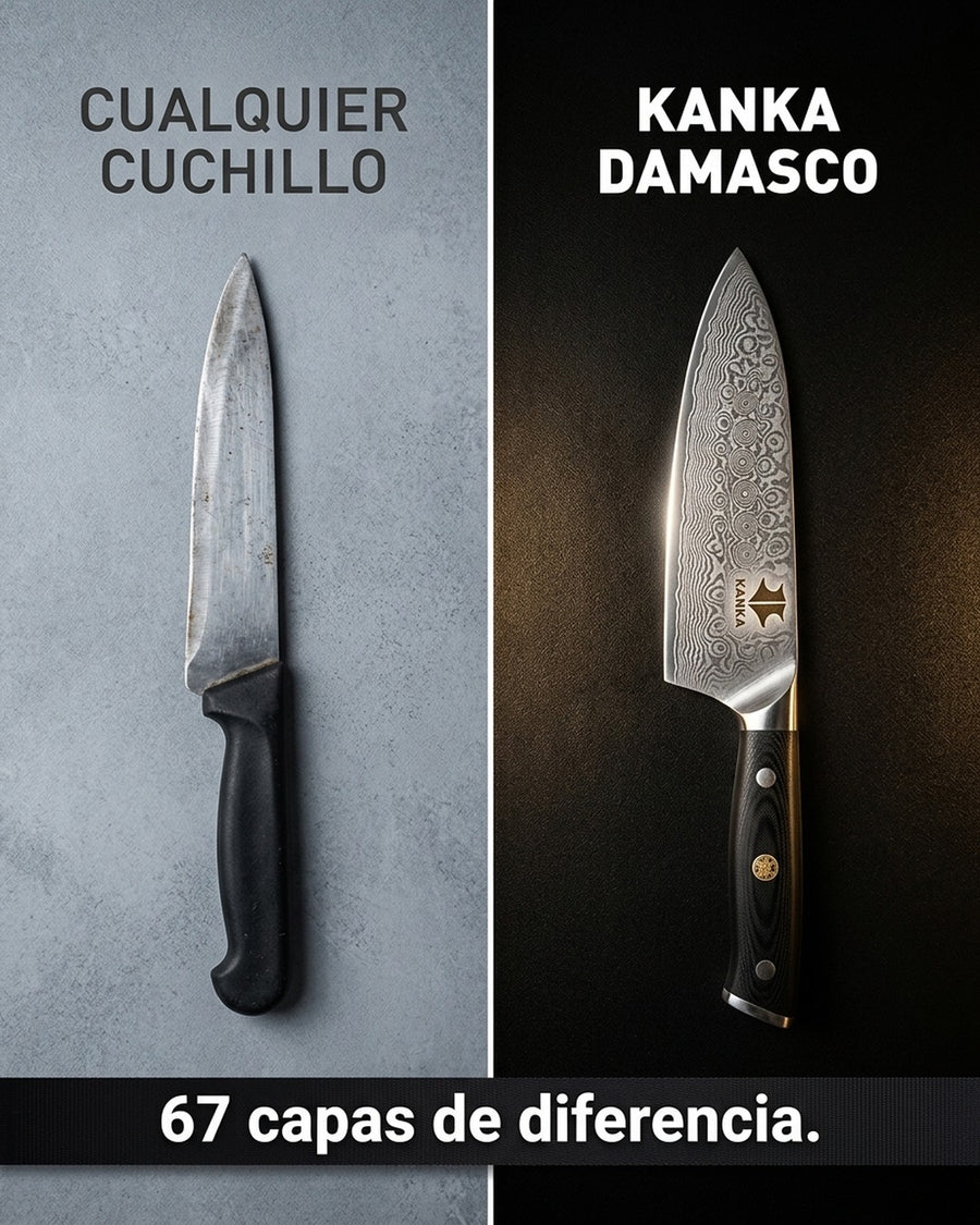 Cuchillo Acero Damasco Martillado 8 Pulgadas + Grabado Láser