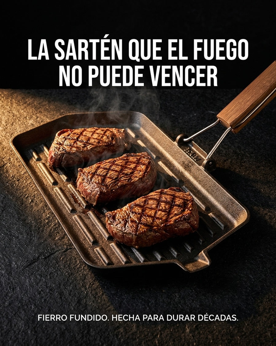 Sarten Fierro Fundido 21x35cm Wayu Abatible Hierro Fundido